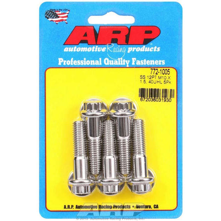 ARP 10 mm x 1.50 Thread Bolt 40 mm Long 12 mm 12 Point Head Stainless - Natural