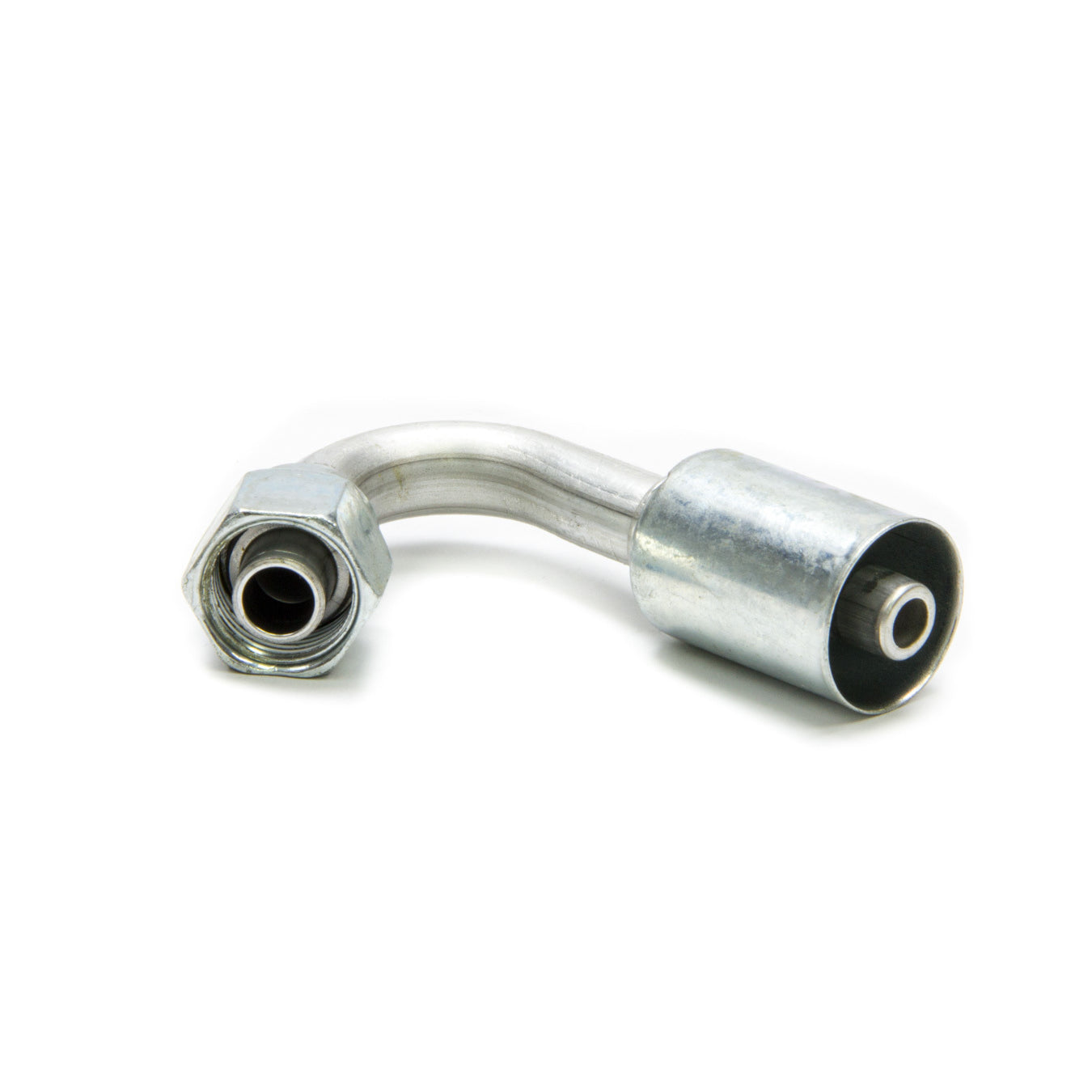 Vintage Air Hose End Fitting 135 Degree 8 AN Hose Crimp to 8 AN Female O-Ring - Aluminum/Steel