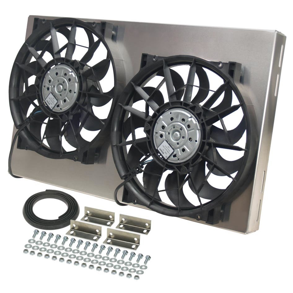 Derale High Output Dual 12" Electric RAD Fan/Aluminum Shroud Kit - 25-5/8"W x 15-1/8"H x 4"D