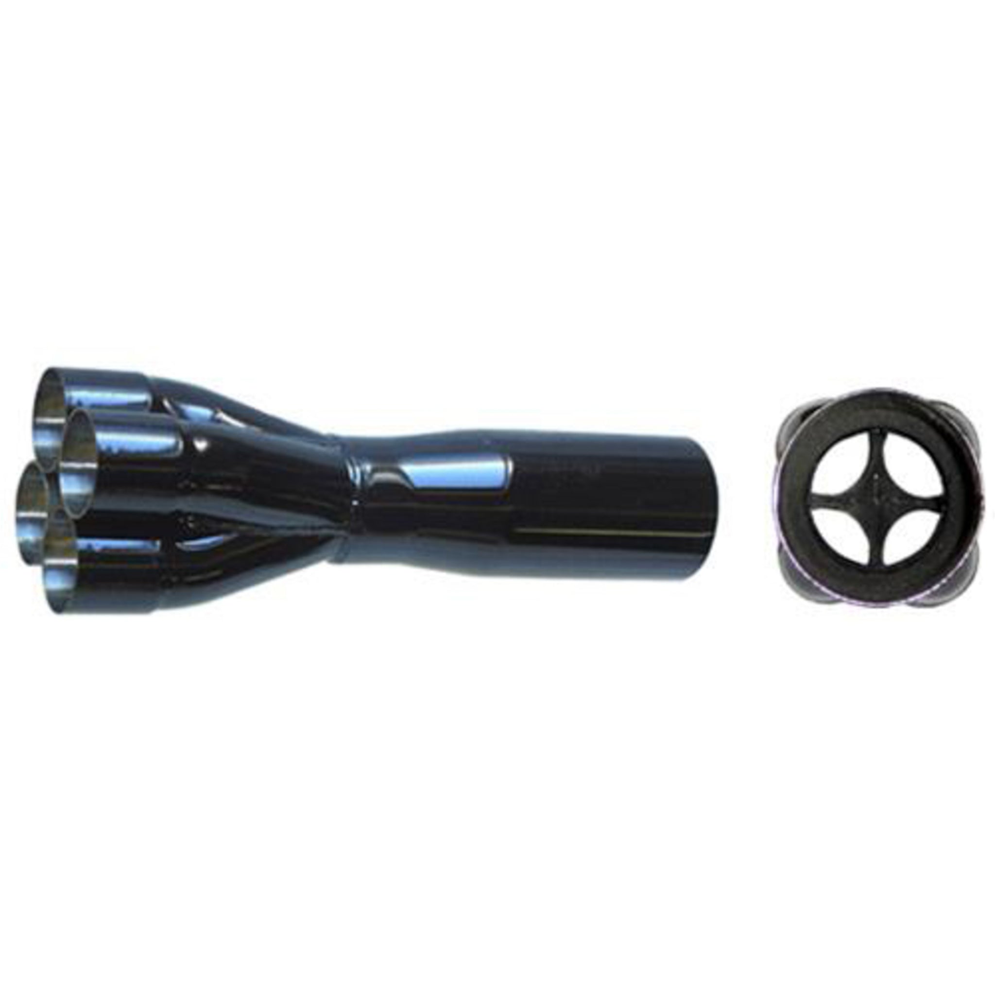 Schoenfeld Slip-On Collector - 4 x 1-7/8 in Primary Tubes - 3 in Outlet - 8 in Long - Black