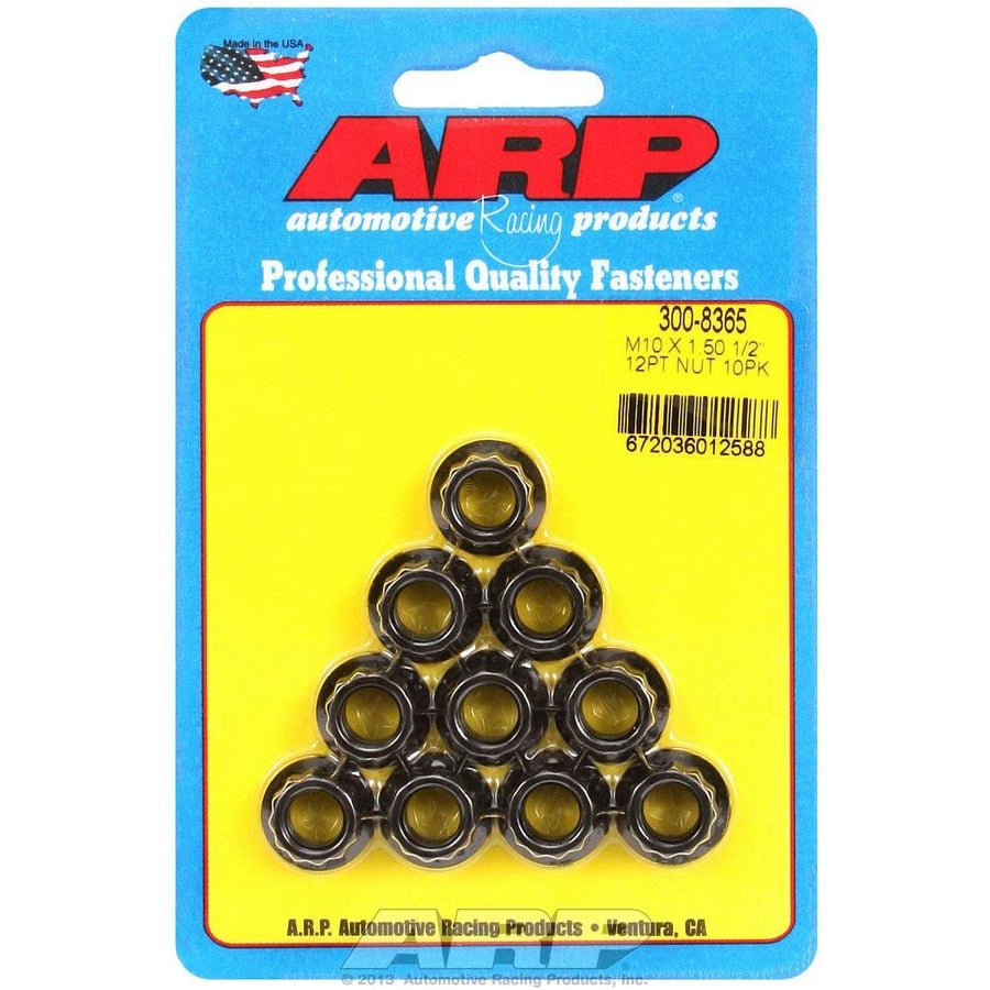 ARP 10 mm x 1.50 Thread Nut 12 mm 12 Point Head Chromoly Black Oxide - Universal