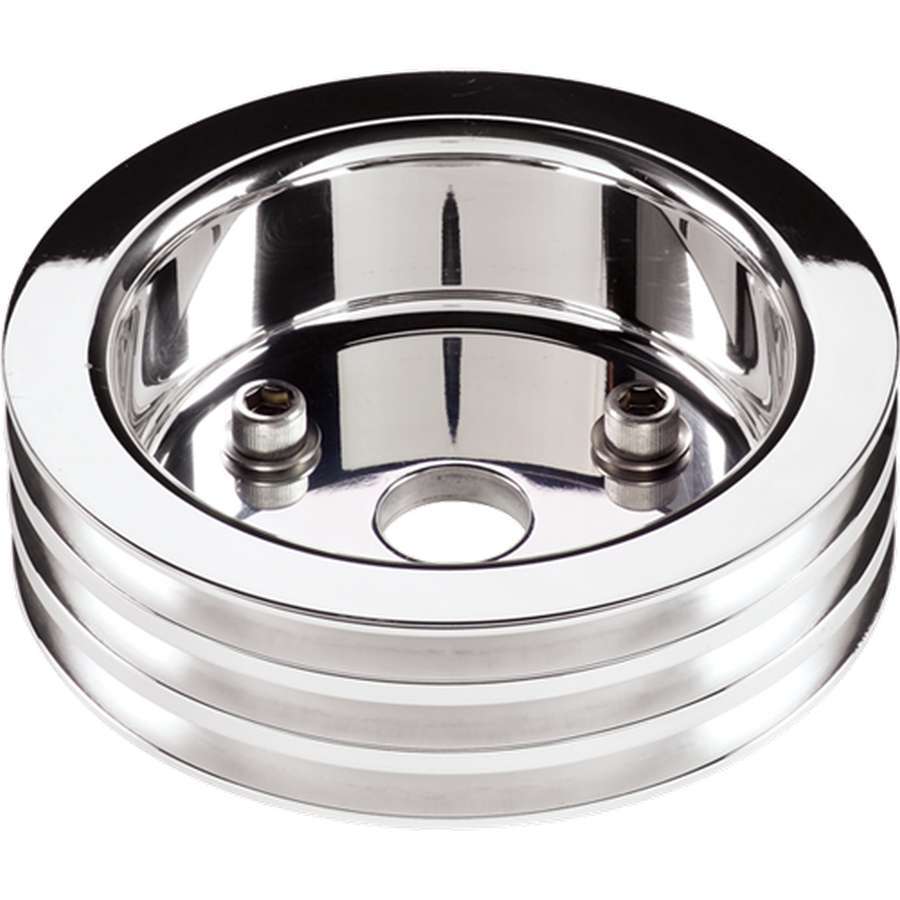 Billet Specialties Polished SB Chevy Triple Groove Crankshaft Pulley - SB Chevy - Short Water Pump