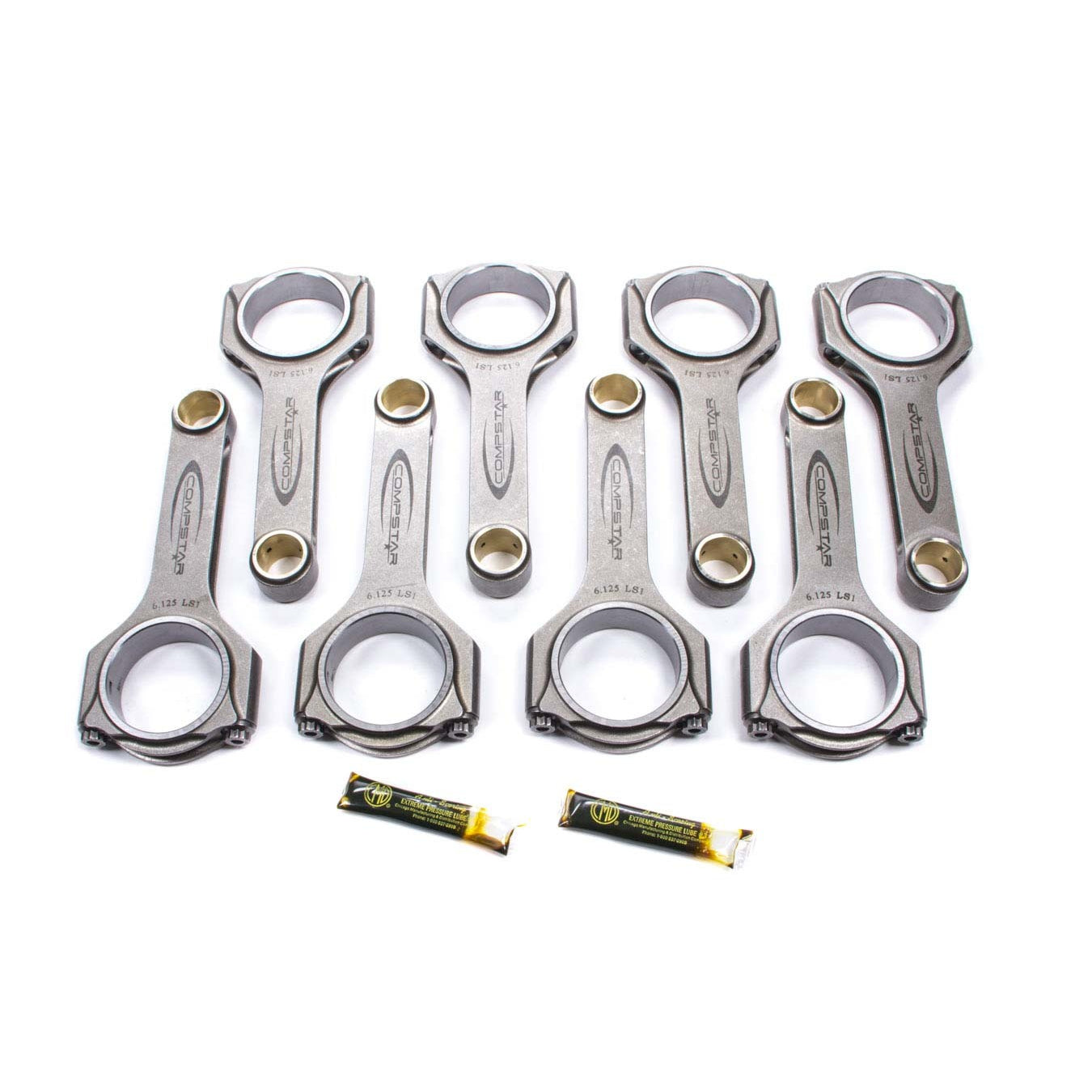 Callies Compstar H-Beam Connecting Rod - 6.125 in Long - Bushed - 7/16 in Cap Screws - ARP2000 - GM LS-Series - Set of 8