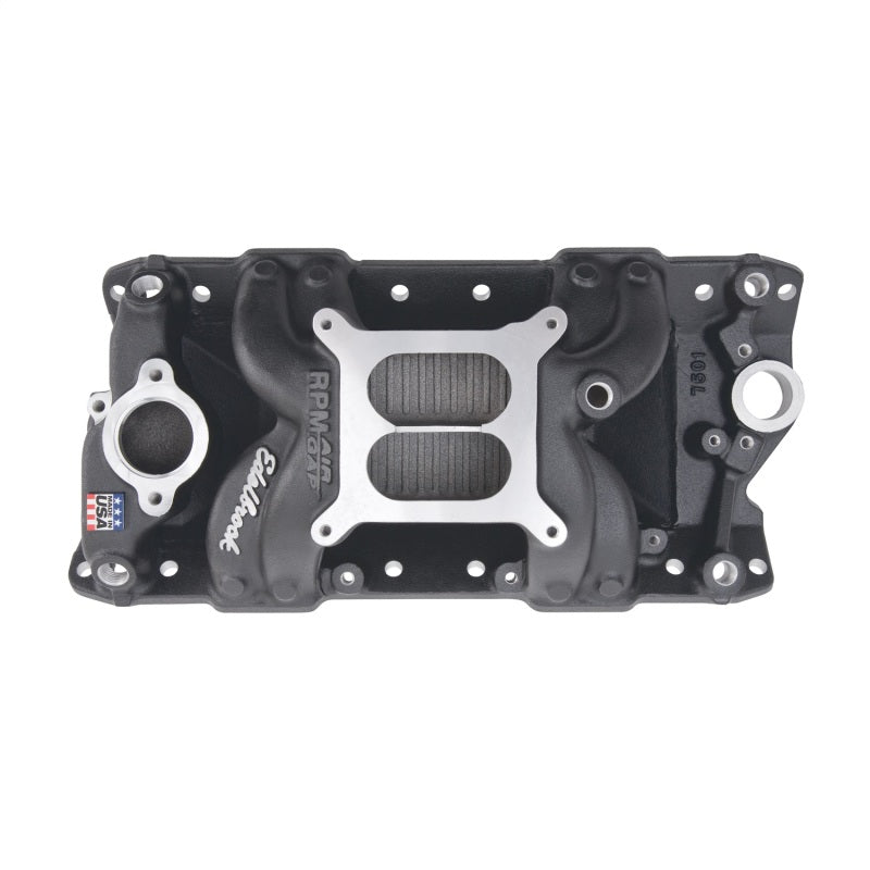 Edelbrock NASCAR Edition RPM Air-Gap Manifold - SB Chevy 262-400 - 1500 to 6500 RPM - Black Finish