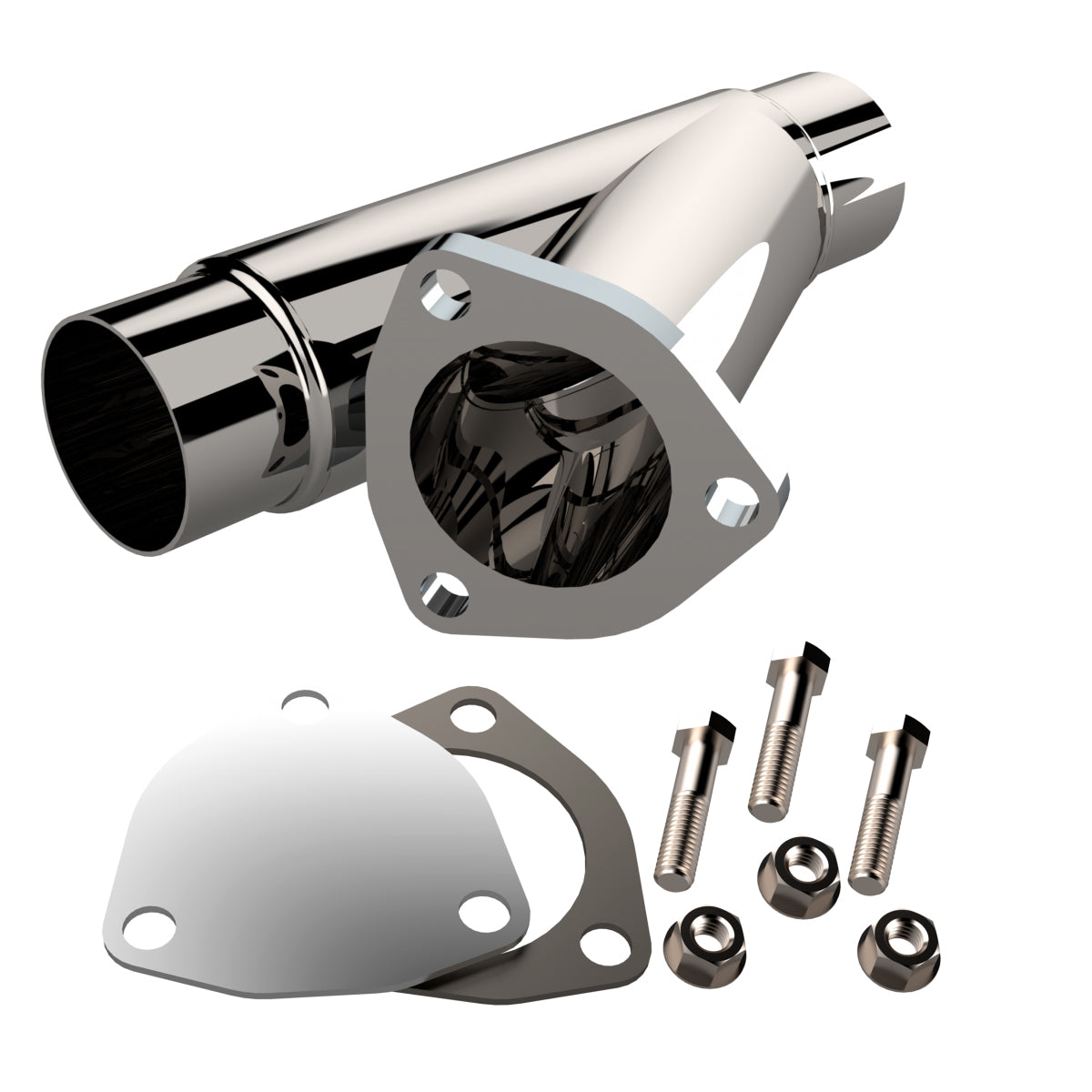 Quick Time Weld-On Exhaust Cut-Out - Single - 2-1/4" Pipe Diameter - Blockoff Plates/Hardware Included - Stainless - Polished