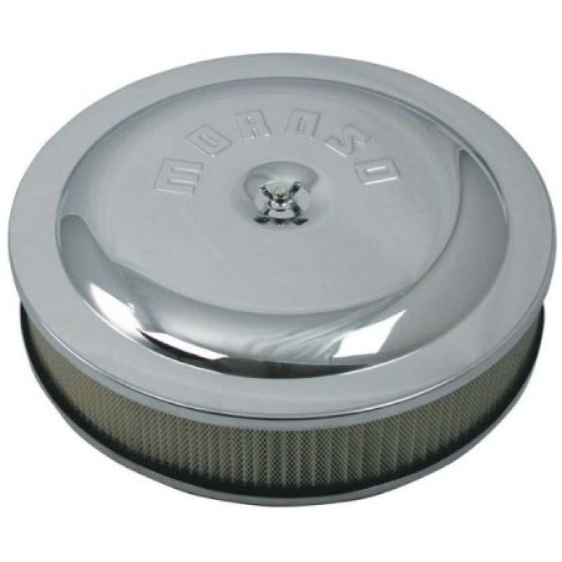 Moroso 14" Chrome Plated Steel Air Cleaner - 3" Filter - Chrome Plated Steel - Hand Polished - PCV Adapter Included