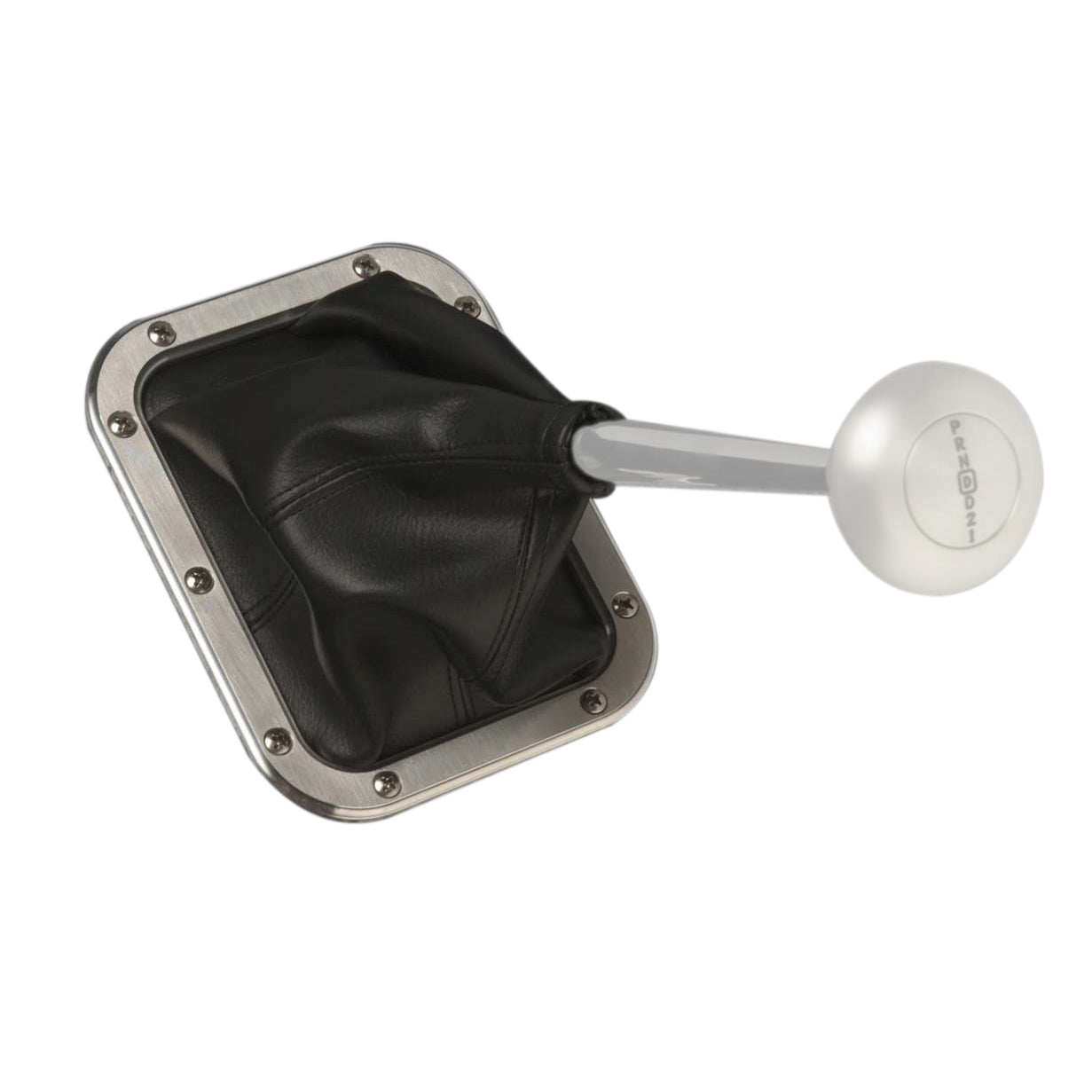 Lokar Rectangular Shifter Boot - 6-3/4 x 5-1/4" Base - Brushed Aluminum Ring - Vinyl - Black