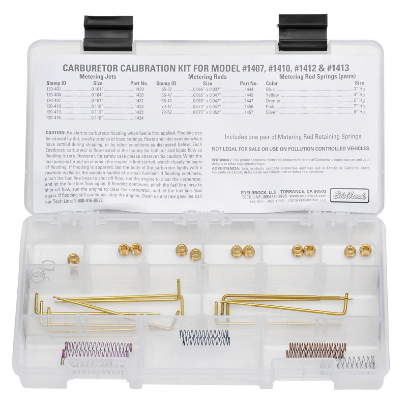 Edelbrock Performer Series Carburetor Calibration Kit - For (1407/1410/1412/1413) Carburetors