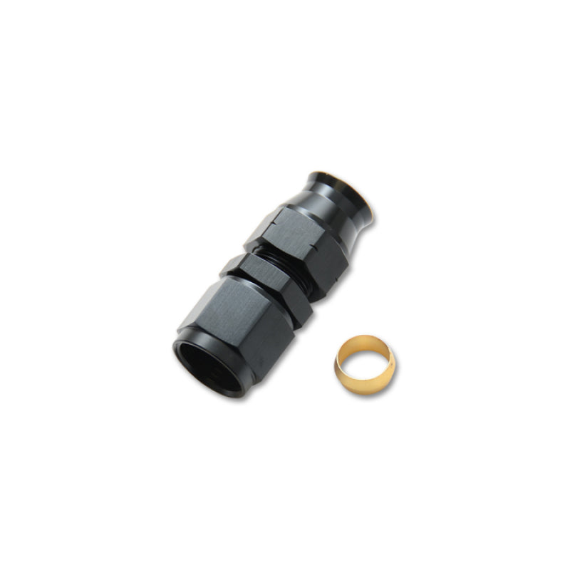 Vibrant Performance Straight 8 AN Female to 3/8 in Tubing Tube End - Brass Ferrule - Black