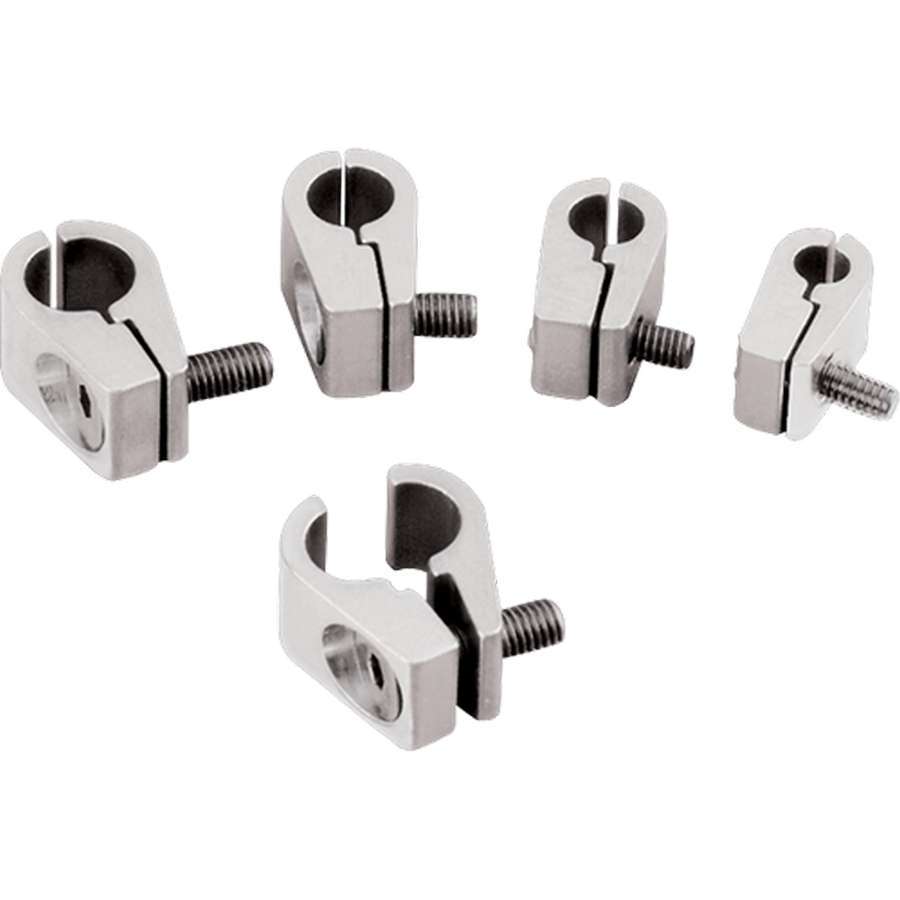 Billet Specialties Line Clamps - 1/4 in. - Polished - One .250 in. Diameter Hole - (Set of 4)