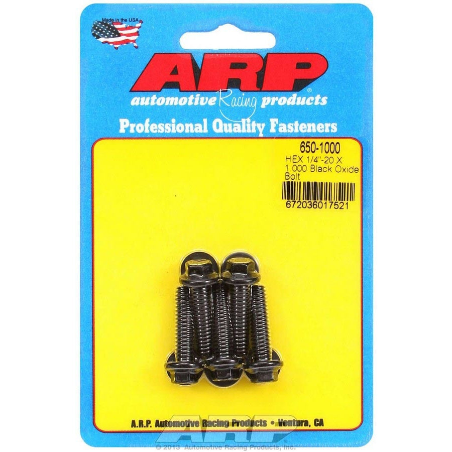 ARP 1/4-20" Thread Bolt 1" Long 5/16" Hex Head Chromoly - Black Oxide