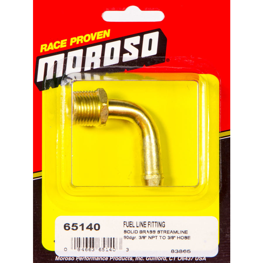 Moroso Streamline Fuel Line Fitting - 90 - 3/8" NPT to 3/8" Hose