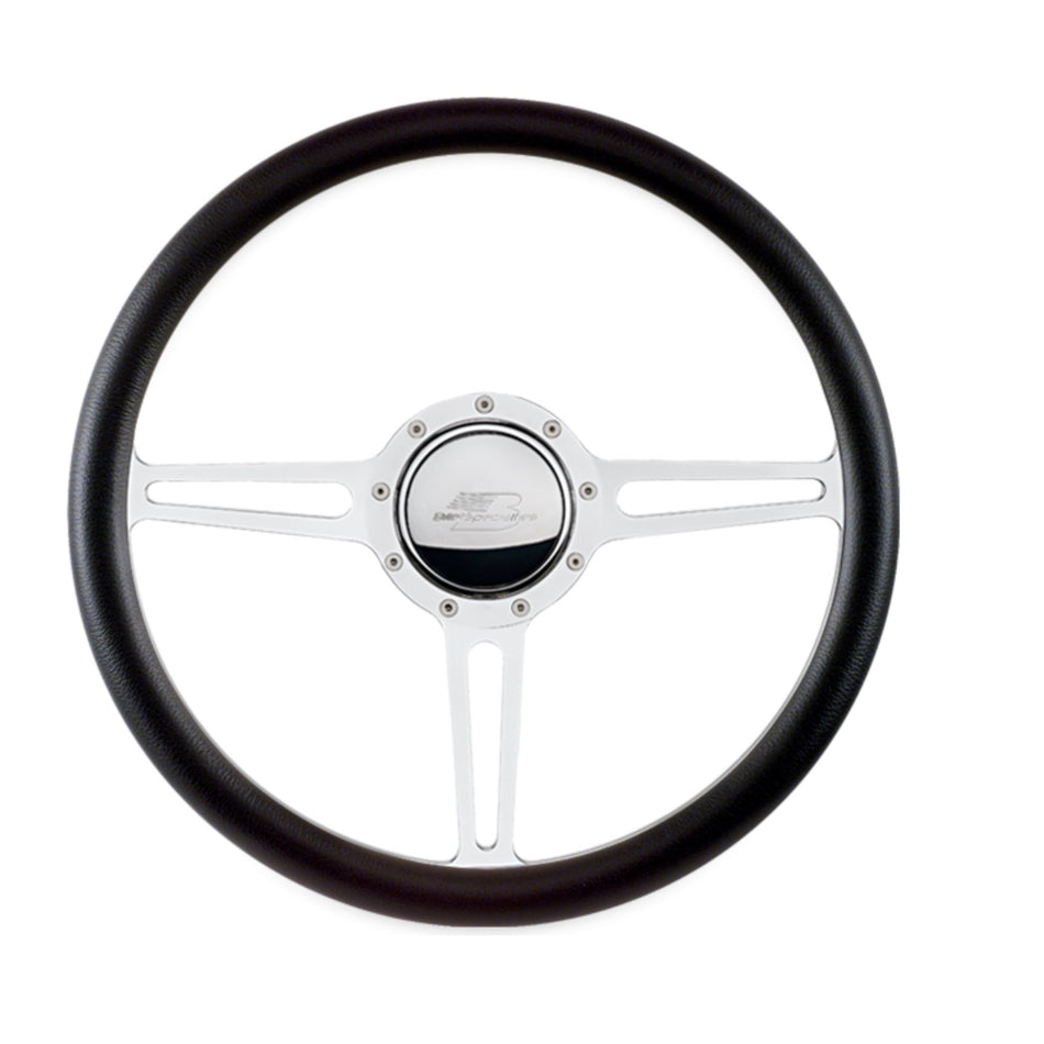 Billet Specialties Split Yoke Steering Wheel 15-1/2" Diameter 3 Spoke 2" Dish Depth - Aluminum