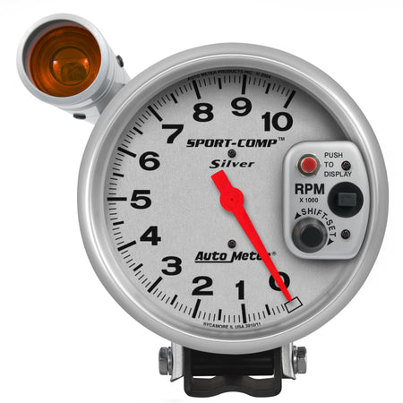 Auto Meter 10,000 RPM Shift Light Silver 5" Monster Tachometer w/ Dial-In-Exactness