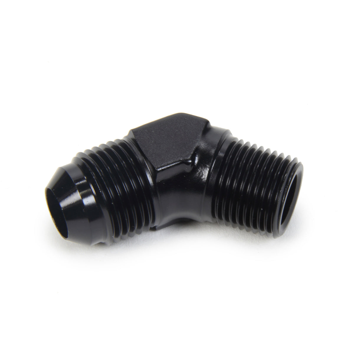 Triple X Race Co. Adapter Fitting 45 Degree 8 AN Male to 1/4" NPT Male Aluminum - Black Anodize