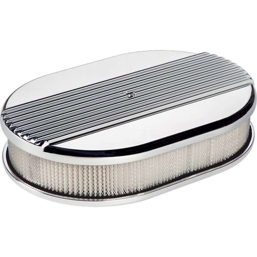 Billet Specialties Small Oval Air Cleaner Assembly - Polished - Ribbed Design - 2 in. Filter Height