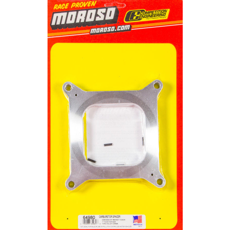 Moroso 1" Cast Aluminum Carburetor Spacer - Fits Holley® 4150/4160 Bolt Pattern - Open Plenum