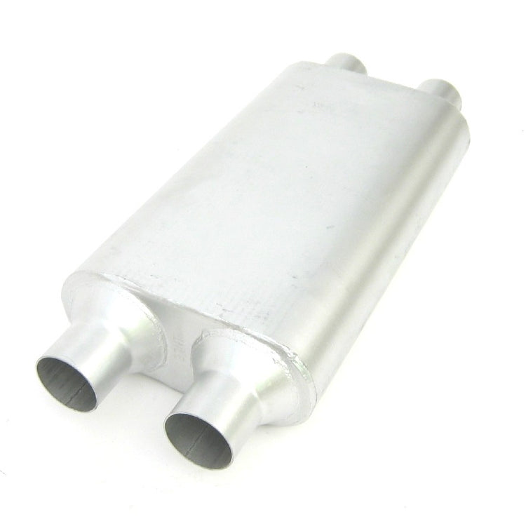 DynoMax Performance Exhaust Thrush Welded Muffler 2-1/4" Offset Inlet/Outlet 17 x 4 x 9-1/2 x 6" Oval Body 23" Long - Steel