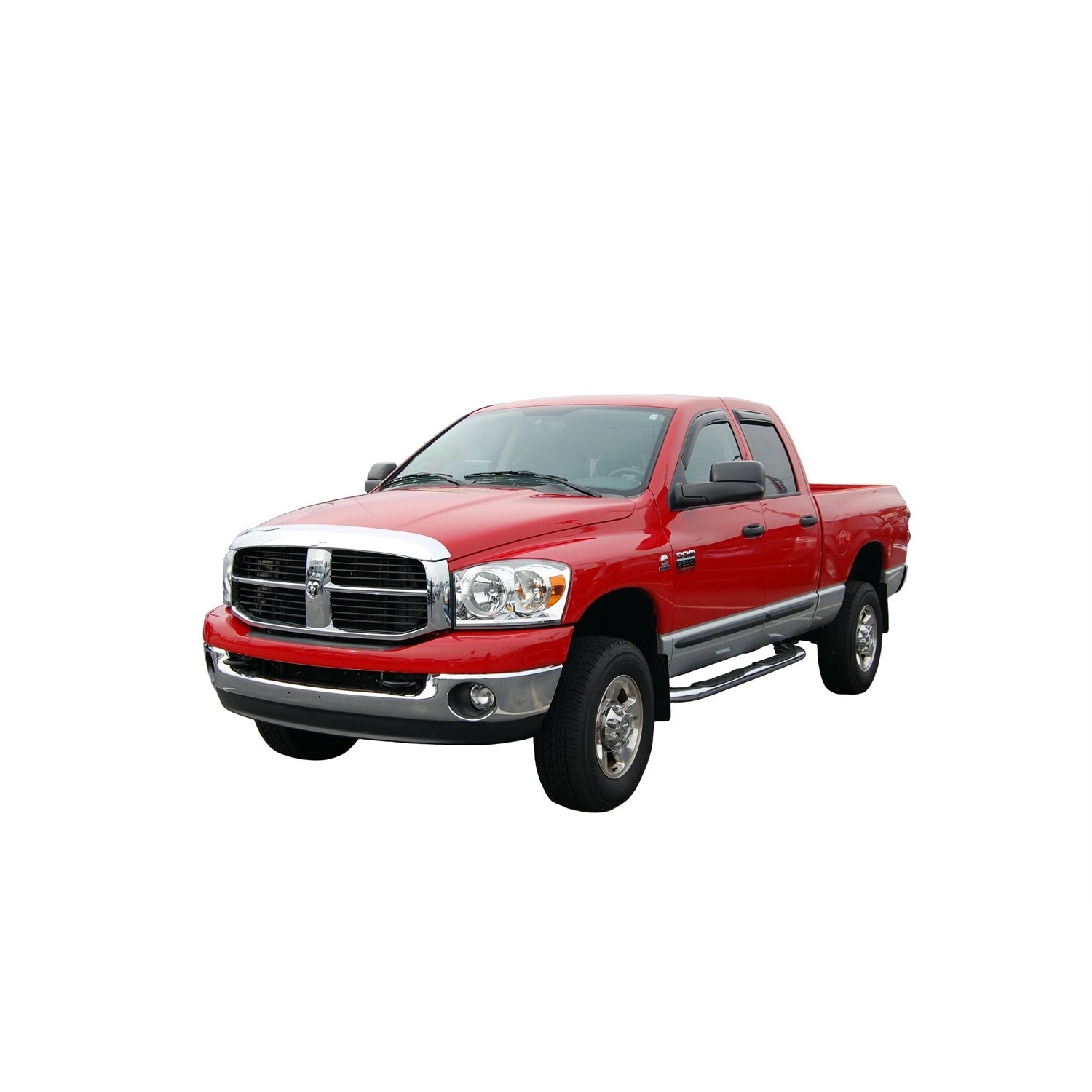 Auto Ventshade Front / Rear In-Channel Ventvisor - Stick-On - Dark Smoke - Crew Cab - Dodge Ram Fullsize Truck 2002-09