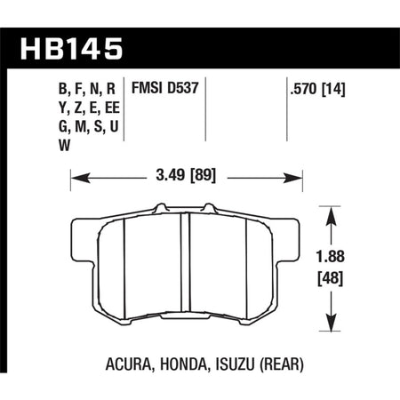 Hawk Performance HP Plus Compound Brake Pads - High Torque - Rear - Acura/Honda/Suzuki 1987-2015 - (Set of 4)