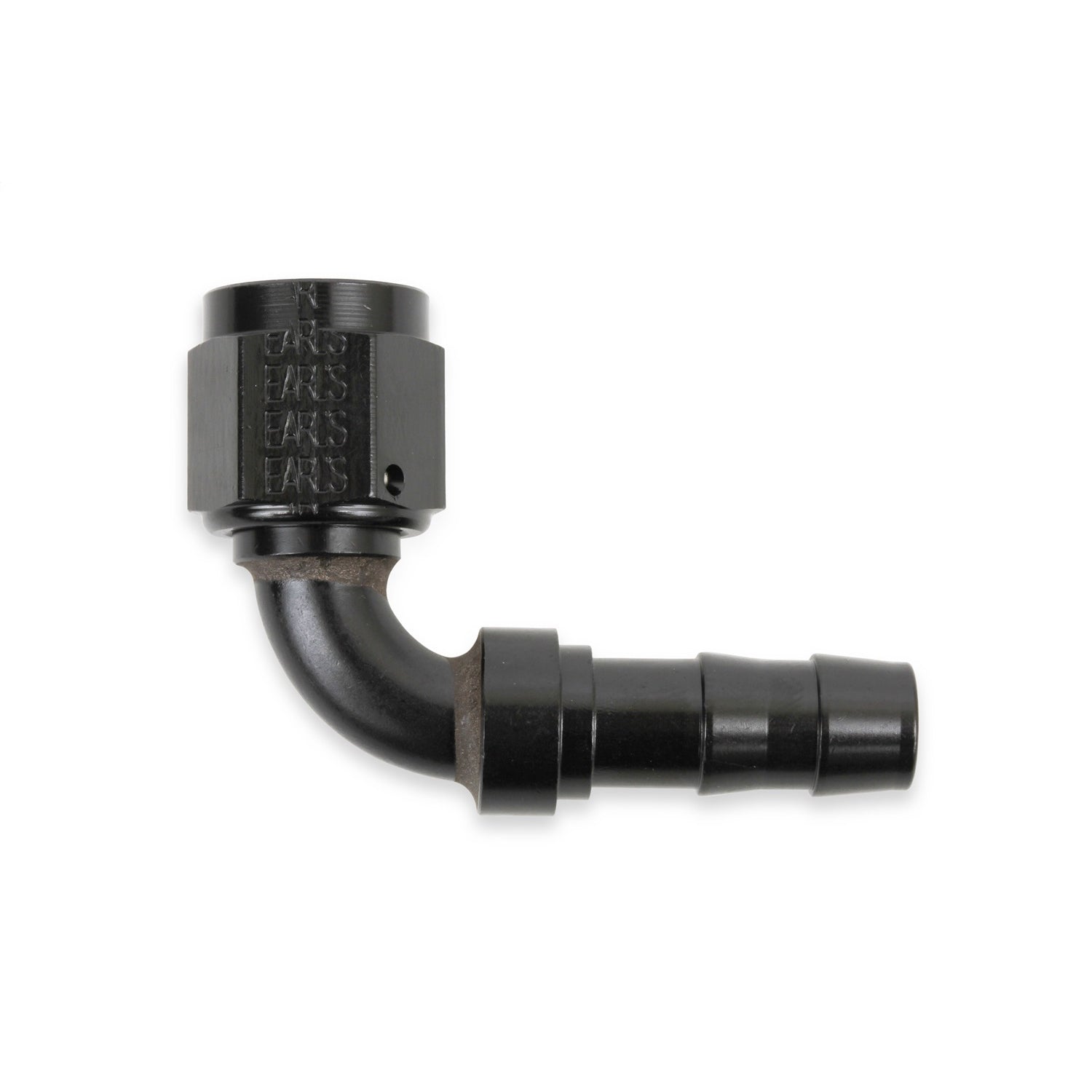Earl's Super Stock 90° Hose End - 6 AN Hose Crimp to 6 AN Female - Aluminum - Black Anodize