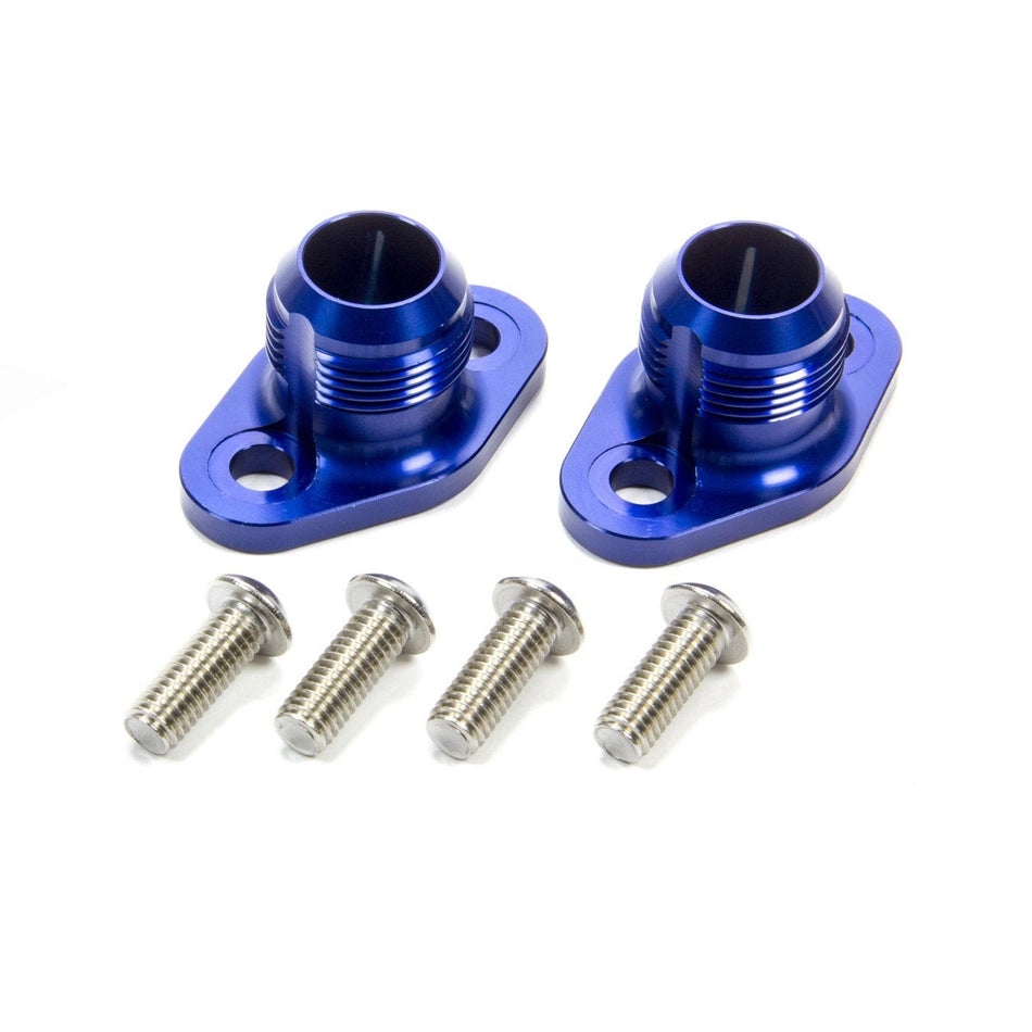 Meziere SB Chevy #16 Water Pump Port Adapters - Blue (2 Pack)