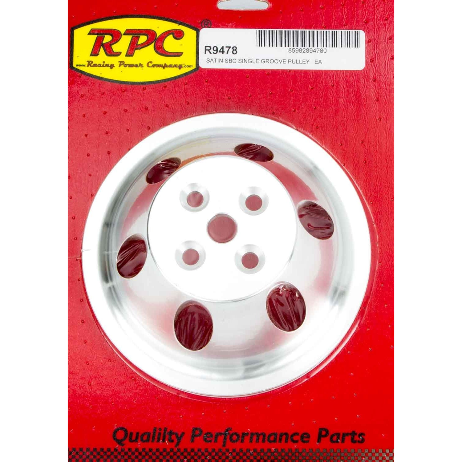 Racing Power Polished Aluminum Water Pump Pulley - Single Groove V-Belt - SB Chevy Short Water Pump - 6.60" Diameter