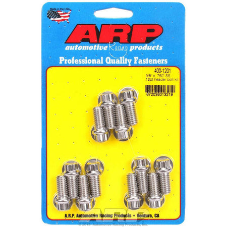 ARP Stainless Steel Header Bolt Kit - SB Chevy - 3/8" Diameter, .750" Under Head Length - 12 Pt. Head - (12 Pack)