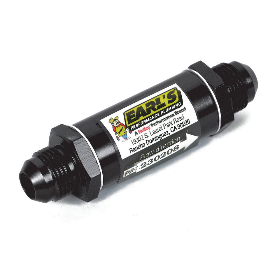 Earl's Products Inline Fuel Filter 85 Micron Stainless Element 6 AN Male Inlet/Outlet - Aluminum