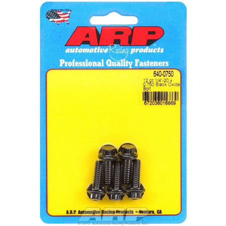 ARP 1/4-20" Thread Bolt 3/4" Long 5/16" 12 Point Head Chromoly - Black Oxide