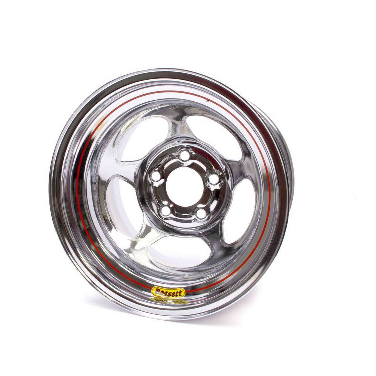 Bassett Inertia Advantage Wheel - 15" x 10" - 5 x 5" - Chrome - 5.5" Back Spacing - 20 lbs.