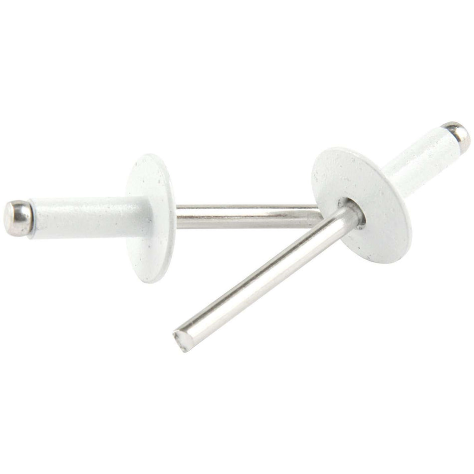 Allstar Performance 3/16" Large Head Aluminum Rivets - White - 1/4" to 3/8" Grip Range - (250 Pack)