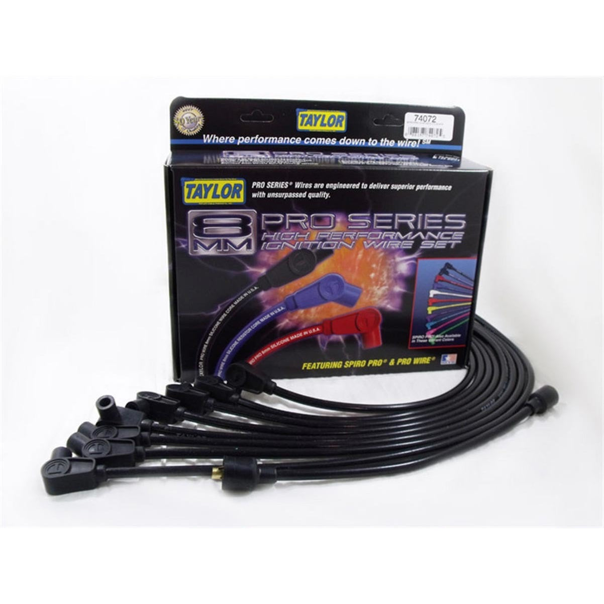 Taylor Spiro-Pro Spiral Core 8 mm Spark Plug Wire Set - Black