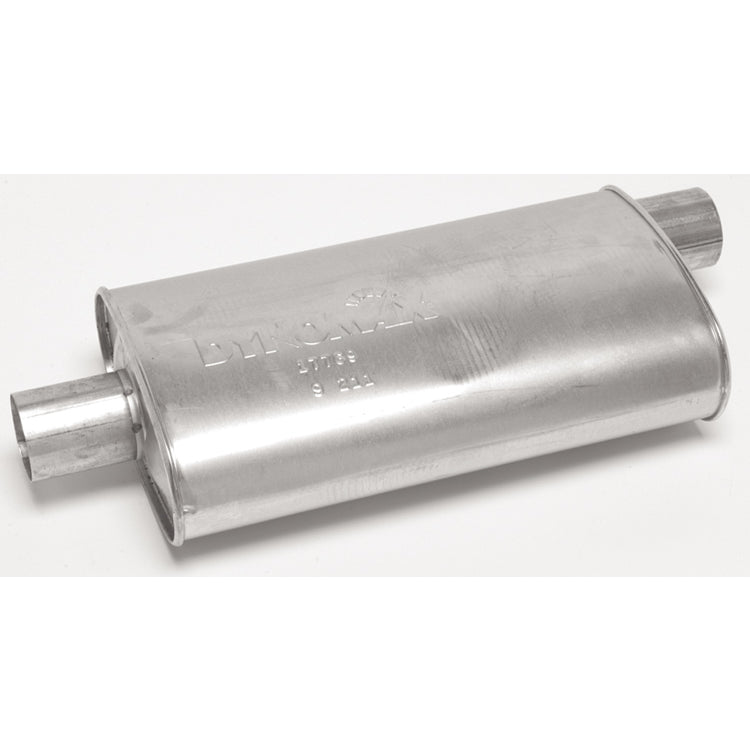 Thrush Super Turbo Muffler - 3 in Offset Inlet - 3 in Center Outlet - 20 x 5-1/2 x 11 in Oval - 27 in Long