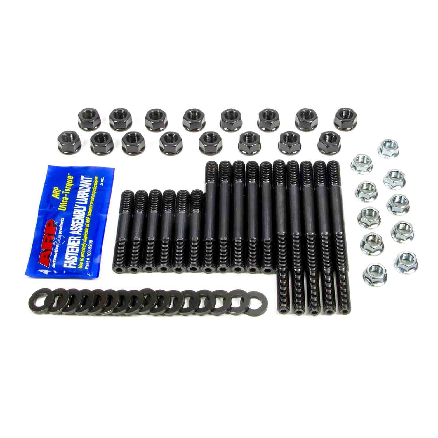 ARP Main Stud Kit - Hex Nuts - 4-Bolt Mains - Chromoly - Black Oxide - Windage Tray - Small Block Chevy
