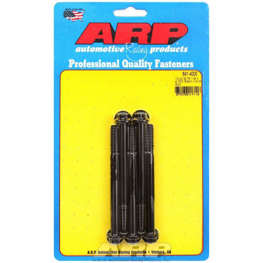 ARP Bolt - 4.000" Long - 3/8" 12 Point Head - Chromoly - Black Oxide - Universal - (Set of 5)