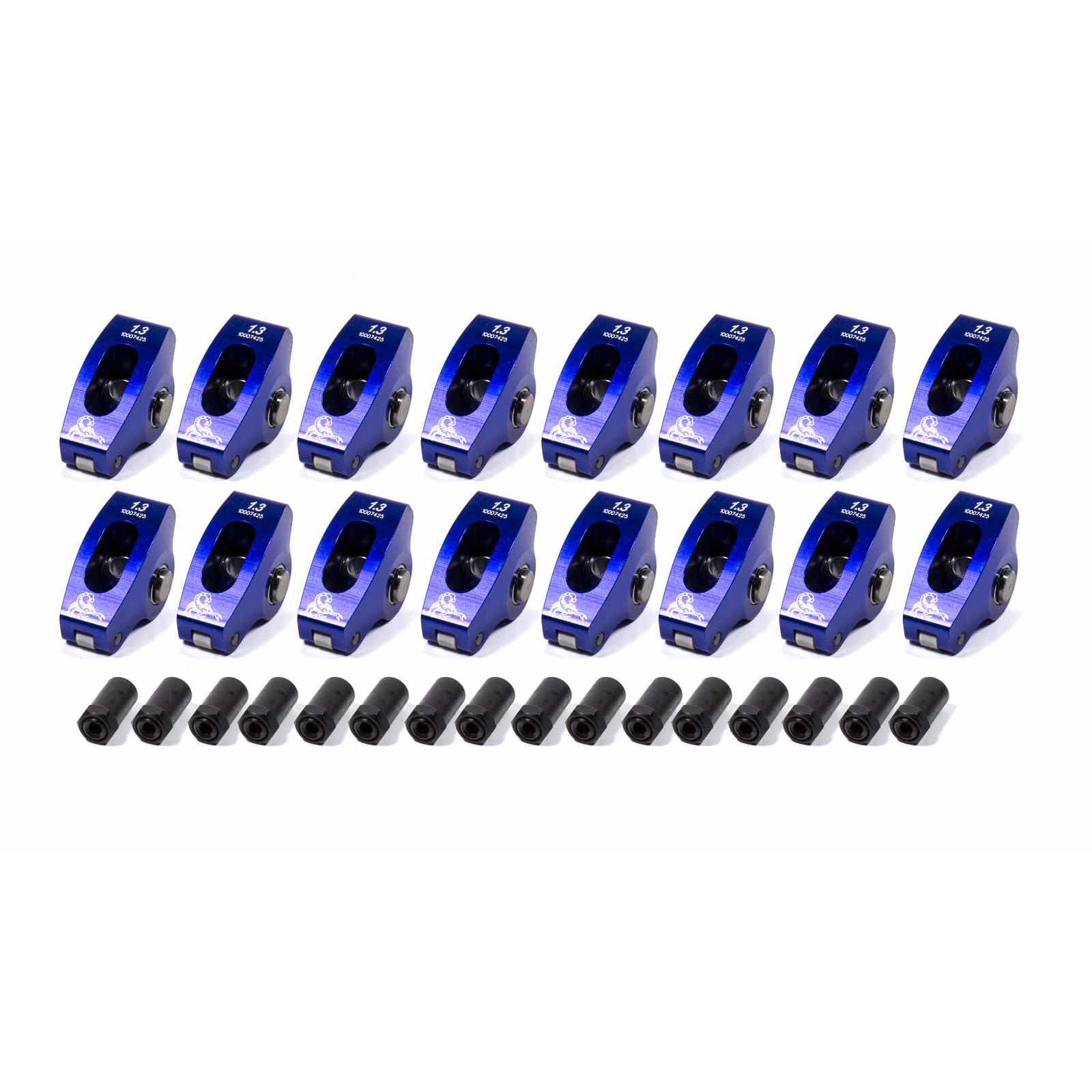 Scorpion Rocker Arm - 1.70 Ratio - Full Roller - Standard Body - Aluminum - Blue - Big Block Chevy - (Set of 16)