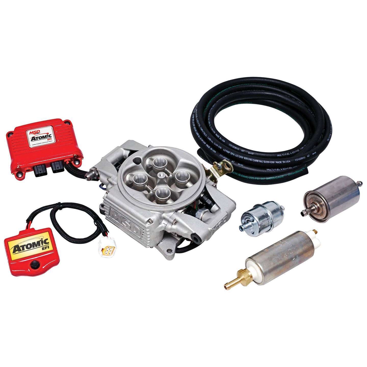MSD Atomic EFI Master Kit - Includes Throttle Body / Power Module / Wide Band O2 Sensor / Handheld Programmer / Fuel Pump Kit