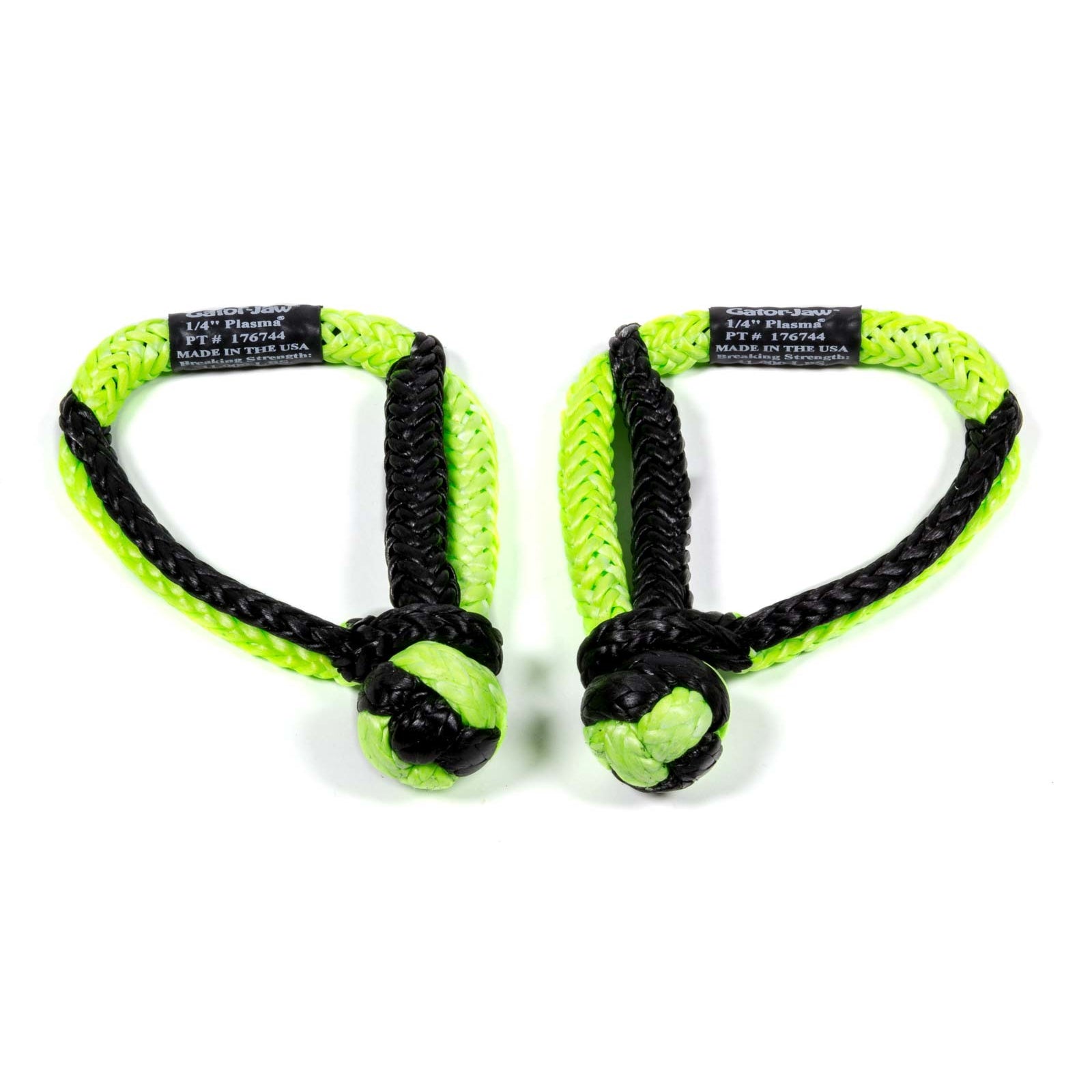 Bubba Rope Mini Gator-Jaw Shackle 1/4" Rope 11,000 lb Capacity Nylon - Green/Black