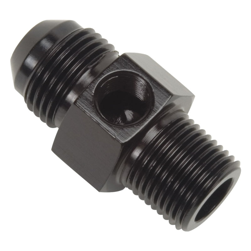 Russell ProClassic Flare to Pipe Pressure Adapter (1/8" NPT Side Port) -06 AN w/ 3/8" NPT - Black