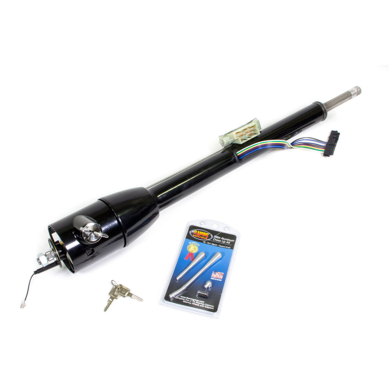 Flaming River Tilt Steering Column 2" Tube 33" Length Hazard/Key/Turn Signal - Stainless