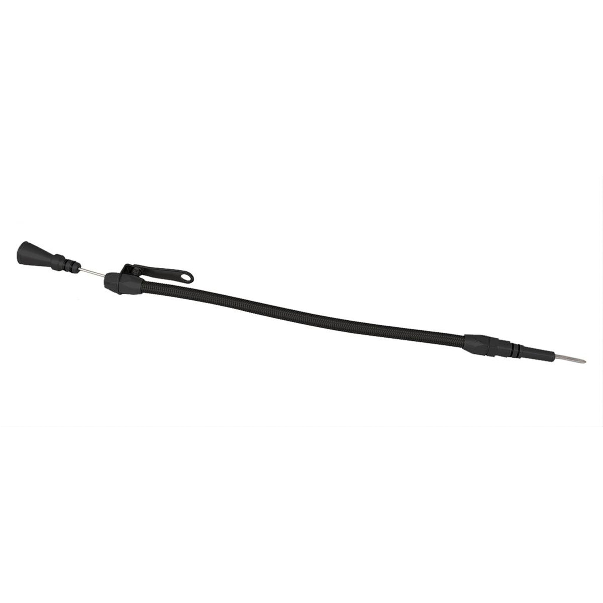 Lokar OIl Dipstick - Block Mount - Braided Stainless Housing - Black - GM LS-Series - Chevy Trucks 1999-2019
