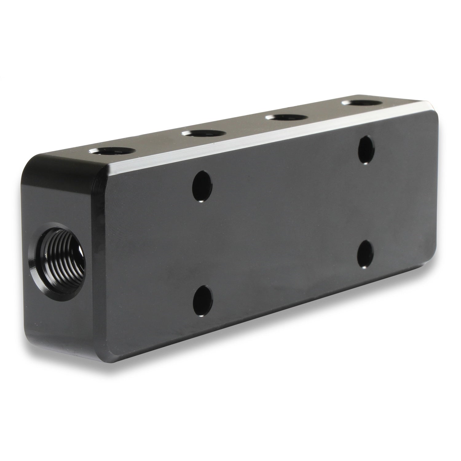 Holley EFI Vacuum Manifold - Twelve 1/8 NPT Ports - Two 6 AN ORB - Black