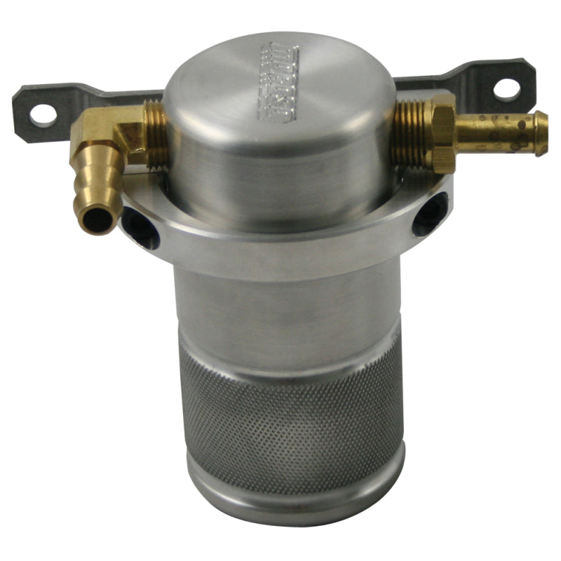 Moroso Air-Oil Separator - 3/8" Hose Barb Inlet - 3/8" Hose Barb Outlet - Aluminum - Polished - Mazda 4-Cylinder