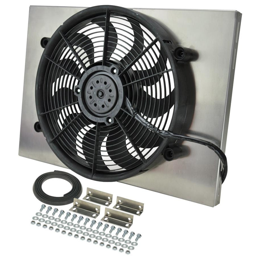 Derale HO RAD 17 in Electric Fan - Puller - 2400 CFM - 12V - Curved Blade - 24 x 17 in - 3 in Thick - Aluminum Shroud