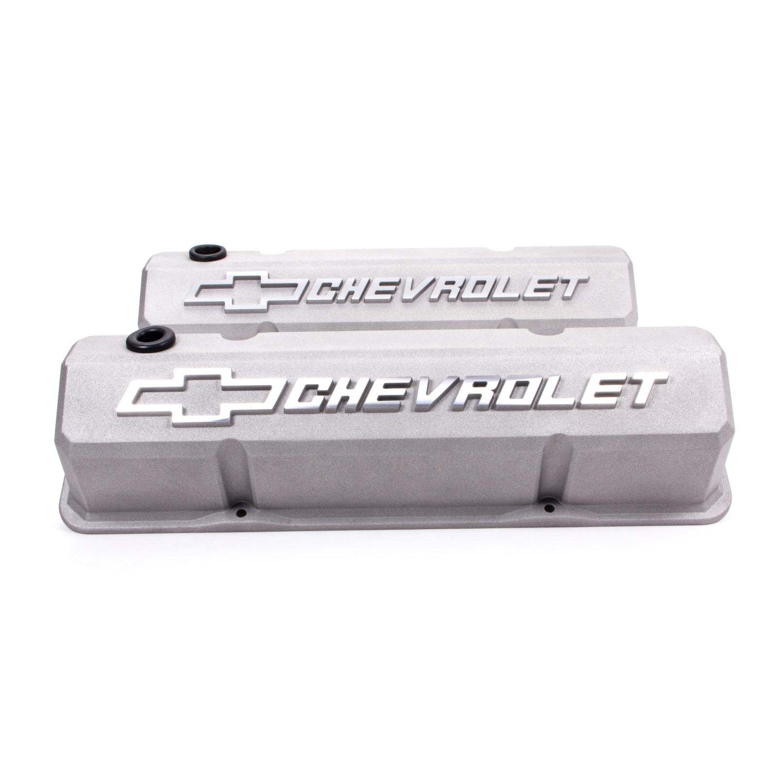 Proform Slant-Edge Valve Cover - Bow Tie Emblem - Cast Gray Crinkle