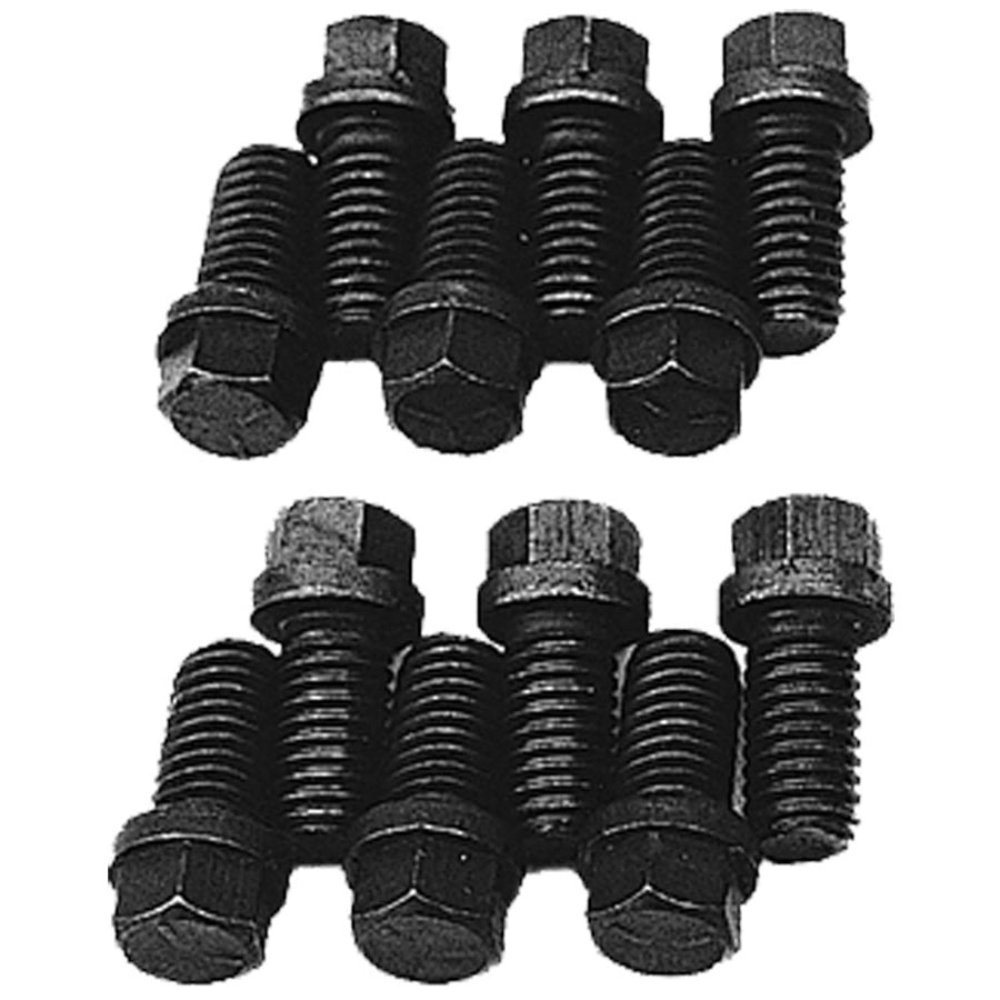 Trans-Dapt Header Bolt - 3/8-16 in Thread - 1 in Long - 7/16 in Hex Head - Universal - Set of 12