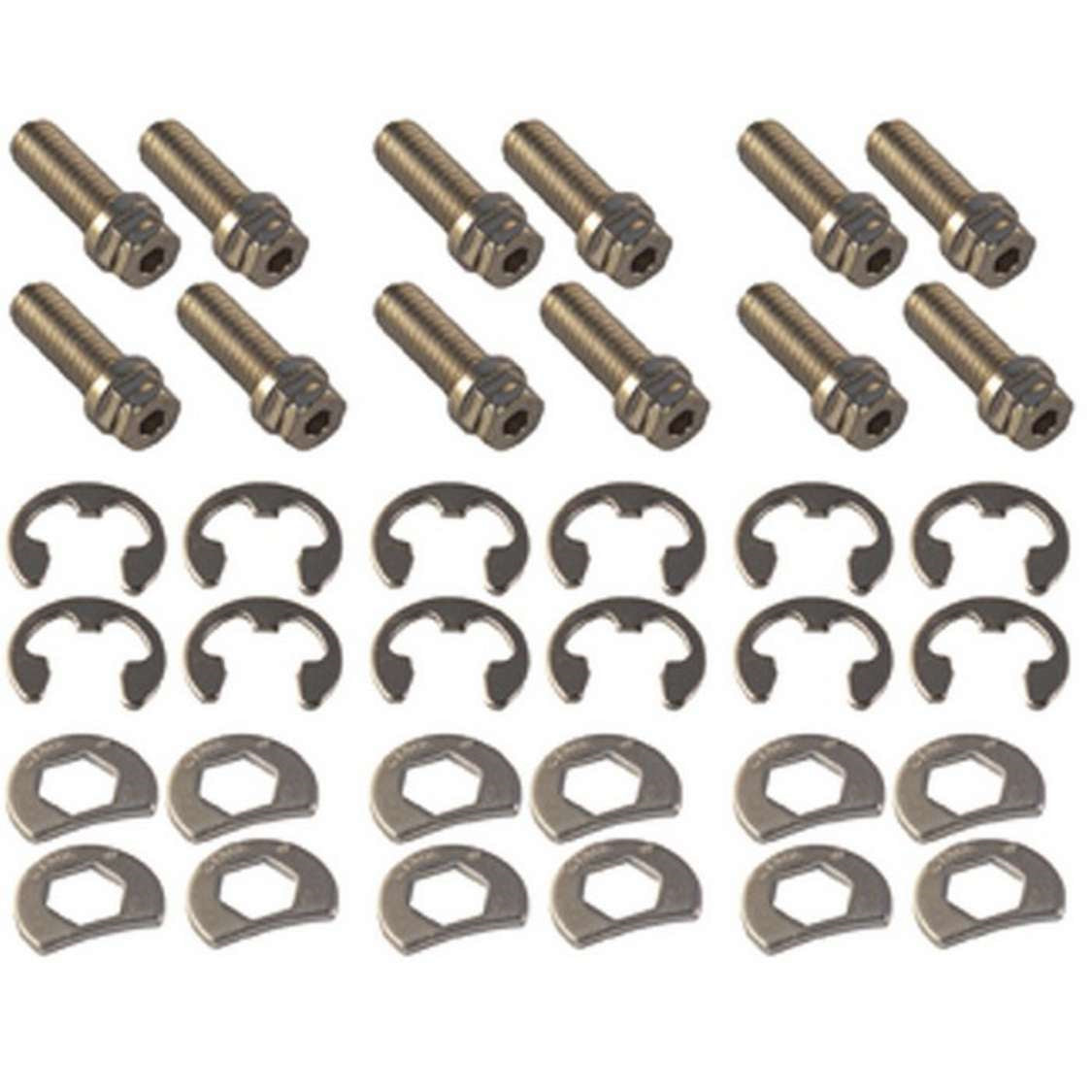 Stage 8 Locking Header Bolt Kit - 3/8"-16 x 1" Double Hex Head - Nickel Plated - Steel - SB Chevy - Set of 12