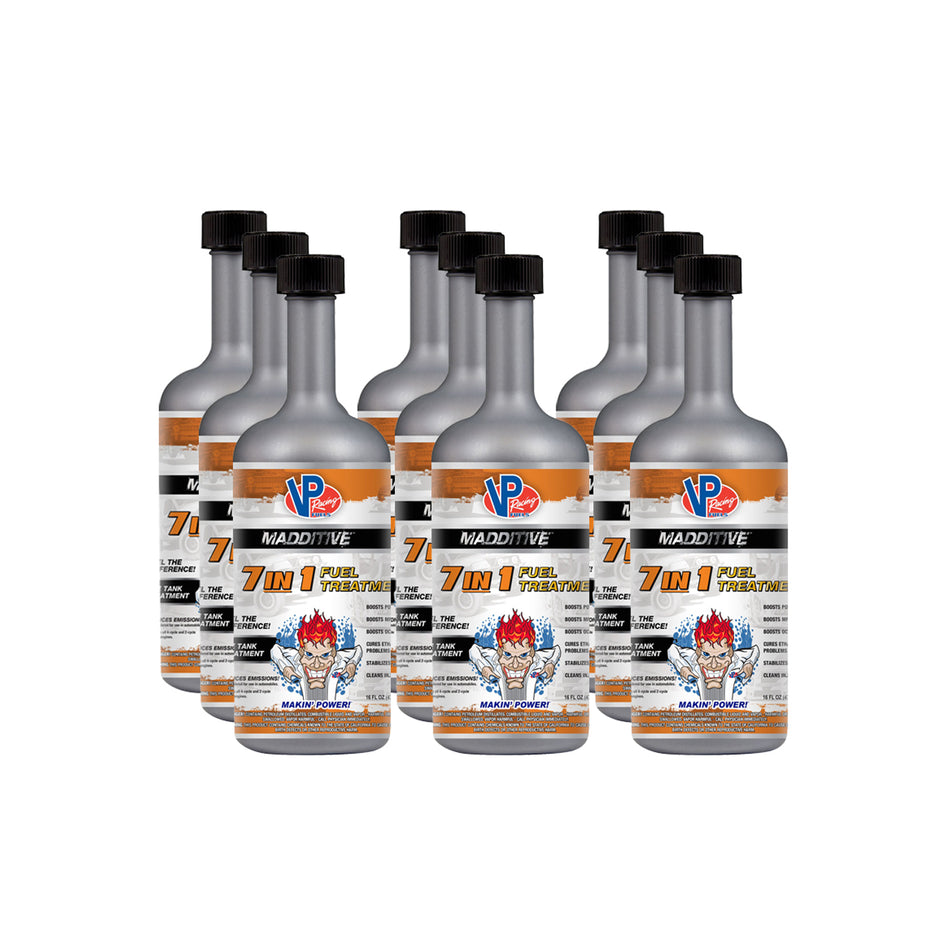 VP Racing MADDITIVE Fuel Treatment - Octane Booster - Stabilizer - 16.00 oz Bottle - Gas - (Set of 9)