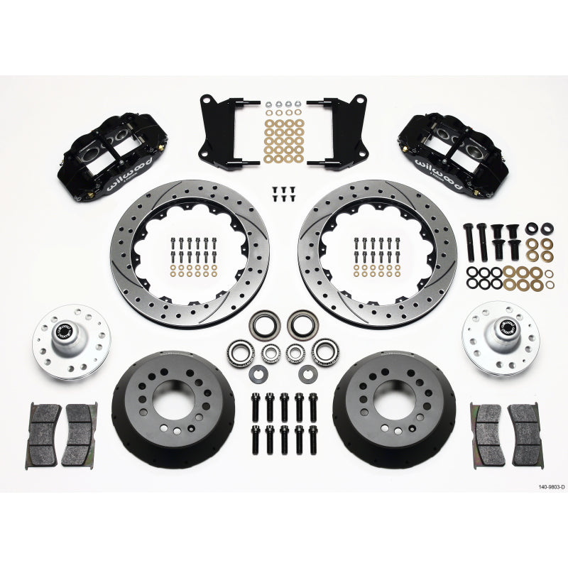 Wilwood Forged Narrow Superlite 6R Big Brake Front Brake Kit (Hub) - Black Powder Coat Caliper